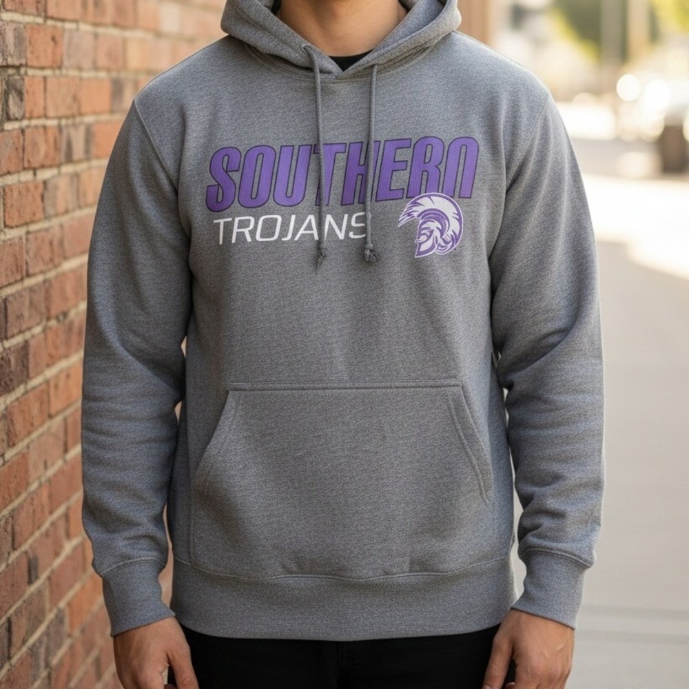 Southern Trojans PEL Athletic Gray Hoodie Sweatshirt Men L Cotton Polyester